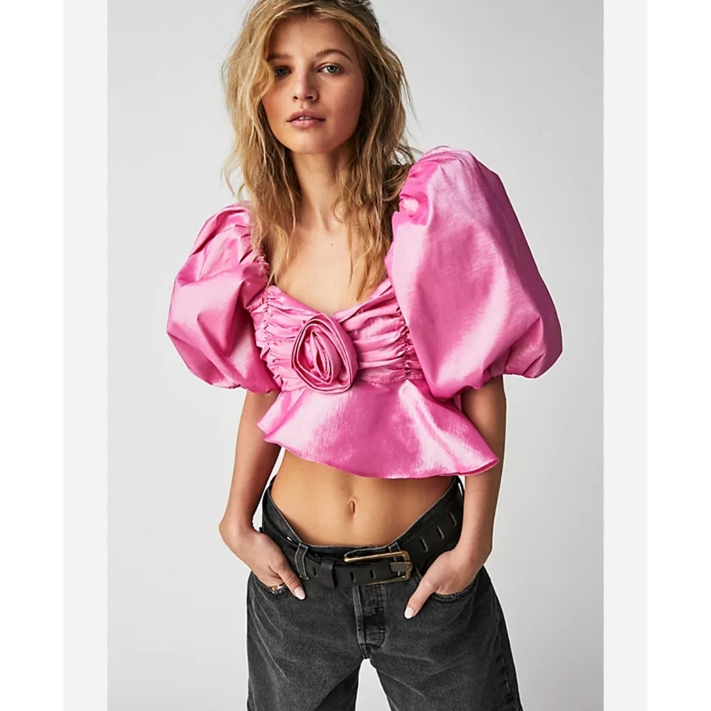 FREE PEOPLE For Love & Lemons Judith Crop Blouse Size/L